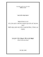 Thi hành pháp luật về cấp giấy chứng nhận quyền sử dụng đất trên địa bàn huyện Tam Đường tỉnh Lai Châu.