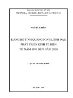 Đảng bộ tỉnh Quảng Ninh lãnh đạo phát triển kinh tế biển từ năm 19912010