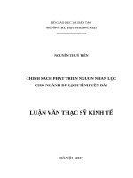 Luận văn thạc sỹ - Chính sách phát triển nguồn nhân lực cho ngành du lịch tỉnh Yên Bái