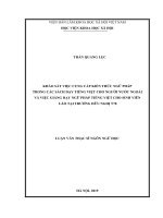 khảo sát việc cung cấp kiến thức ngữ pháp trong các sách tiếng Việt cho người nước ngoài và việc giảng dạy ngữ pháp tiếng Việt cho sinh viên Lào tại trường Hữu Nghị T78