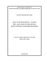 Luận Văn Quản lý di tích lịch sử - văn hoá đền - chùa thái, xã Trấn Dương, huyện Vĩnh Bảo, thành phố Hải Phòng