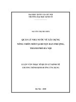 Quản lý nhà nước về xây dựng nông thôn mới tại huyện Đan Phượng, thành phố Hà Nội