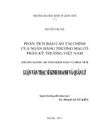 Luận văn thạc sỹ - Phân tích báo cáo tài chính của Ngân hàng thương mại cổ phần Kỹ Thương Việt Nam