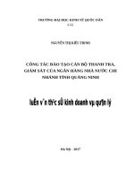 Luận văn thạc sỹ - Công tác đào tạo cán bộ thanh tra, giám sát của Ngân hàng Nhà Nước chi nhánh tỉnh Quảng Ninh