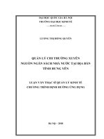 Quản lý chi thường xuyên nguồn Ngân sách nhà nước tại địa bàn tỉnh Hưng Yên