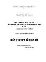 Luận văn thạc sỹ - Phát triển dịch vụ thẻ tại Ngân hàng TMCP Đầu tư và Phát triển Việt Nam - Chi nhánh Tây Hà Nội