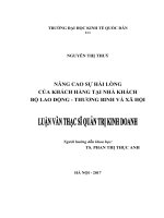 Luận văn thạc sỹ - Nâng cao sự hài lòng của khách hàng tại Nhà khách Văn phòng Bộ Lao động – Thương binh và Xã hội