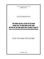Tiếp nhận tin báo, tố giác về tội phạm trong Luật tố tụng hình sự Việt Nam đối với các tội xâm phạm trật tự quản lý kinh tế (Trên cơ sở số liệu thực tiễn tại địa bàn thành phố Hải Phòng)