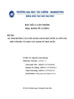 SỰ ẢNH HƯỞNG CỦA VỐN NGÂN SÁCH NHÀ NƯỚC & VỐN VAYĐỐI VỚI ĐẦU TƯ KHU VỰC KINH TẾ NHÀ NƯỚC
