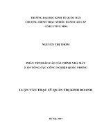 LUẬN VĂN THẠC SỸ -PHÂN TÍCH BÁO CÁO TÀI CHÍNH NHÀ MÁY Z 129 TỔNG CỤC CÔNG NGHIỆP QUỐC PHÒNG