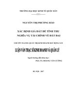 Luận văn thạc sỹ - Xác định giá đất để tính thu nghĩa vụ tài chính về đất đai