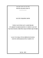 Nâng cao năng lực cạnh tranh của dịch vụ Khách hàng cá nhân cao cấp tại Ngân hàng thương mại cổ phần Quân Đội