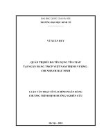 Quản trị rủi ro tín dụng tín chấp tại Ngân hàng TMCP Việt Nam thịnh vượng   Chi nhánh Bắc Ninh
