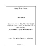 Quản lý dạy học ở trường trung học phổ thông Đoan Hùng, tỉnh Phú Thọ theo hướng tiếp cận quản lý chất lượng