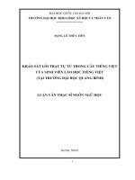 Khảo sát lỗi trật tự từ trong câu tiếng Việt của sinh viên Lào học tiếng Việt (tại trường Đại học Quảng Bình)