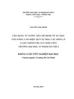 Vận dụng tư tưởng hồ chí minh về tự học vào nâng cao hiệu quả tự học các môn lý luận chính trị của sinh viên trường đại học sư phạm hà nội 2 