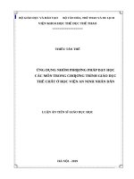 Ứng dụng nhóm phương pháp dạy học các môn trong chương trình giáo dục thể chất ở học viện an ninh nhân dân 