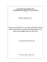 Đánh giá tác động của cấu trúc kiểm soát nội bộ đến sự hữu hiệu của kiểm soát nội bộ trong các đơn vị sự nghiệp công lập tại việt nam 