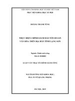 (Luận văn thạc sĩ) Thực hiện chính sách bảo tồn di sản văn hóa trên địa bàn tỉnh Lạng Sơn