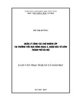 Quản lý công tác chủ nhiệm lớp tại trường tiểu học đông ngạc a, quận bắc từ liêm, thành phố hà nội