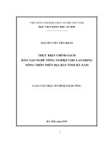 Thực hiện chính sách đào tạo nghề nông nghiệp cho lao động nông thôn trên địa bàn tỉnh hà nam 