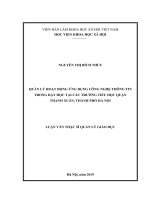 Quản lý hoạt động ứng dụng công nghệ thông tin trong dạy học tại các trường Tiểu học quận Thanh Xuân, thành phố Hà Nội