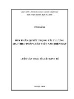 Hủy phán quyết Trọng tài thương mại theo pháp luật Việt Nam hiện nay