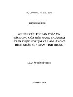 Nghiên cứu tính an toàn và tác dụng của viên nang balanoxi trên thực nghiệm và lâm sàng ở bệnh nhân suy giảm tinh trùng 