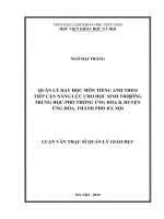 Quản lý dạy học môn tiếng anh theo tiếp cận năng lực cho học sinh trường THPT ứng hòa b, huyện ứng hòa, thành phố hà nội