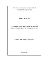 Quản lý hoạt động trải nghiệm cho sinh viên khoa tiếng hàn quốc, trường đại học hà nội