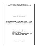 SKKN một số giải pháp nâng cao chất lượng giải toán có lời văn cho học sinh lớp 1  