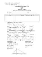 Đề thi kiểm tra toán lớp 9 học kỳ 1 có đáp án