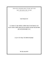 Vai trò của hệ thống chính trị cơ sở trong xây dựng nông thôn mới ở huyện bình chánh thành phố hồ chí minh hiện nay 