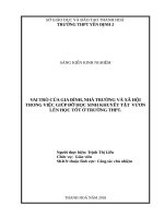 SKKN VAI TRÒ của GIA ĐÌNH, NHÀ TRƯỜNG và xã hội TRONG VIỆC GIÚP đỡ học SINH KHUYẾT tật vươn lên học tốt ở TRƯỜNG THPT  