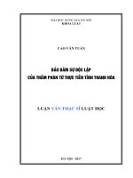 Bảo đảm sự độc lập của thẩm phán từ thực tiễn tỉnh thanh hóa 