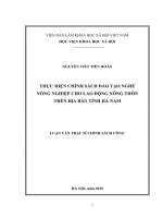 Thực hiện chính sách đào tạo nghề nông nghiệp cho lao động nông thôn trên địa bàn tỉnh hà nam 