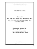 SKKN vận dụng một số cấu trúc hoạt động hợp tác theo nhóm nhỏ trong dạy học hóa học lớp 9 
