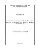 Bồi thường khi nhà nước thu hồi đất nông nghiệp theo pháp luật đất đai từ thực tiễn huyện thanh trì, thành phố hà nội 