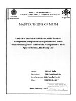 Analysis of the characteristics of public financial management; comparison and application of public financial management in the state management of thuy nguyen district, hai phong city 
