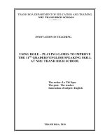 Using role – playing games to improve the 11th graders’ english speaking skills at nhu thanh high school 