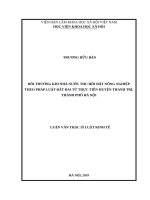 Bồi thường khi nhà nước thu hồi đất nông nghiệp theo pháp luật đất đai từ thực tiễn huyện thanh trì, thành phố hà nội 