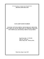 SKKN giáo dục kĩ năng phòng tránh bị quấy rối tình dục cho các em nữ sinh lớp 11a1 trường THPT bắc sơn thông qua buổi hoạt động ngoại khóa 