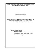 Applying interdisciplinary knowledge in teaching part a  reading unit 6 an excursion  english 10 effectively 