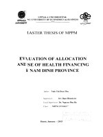 Evaluation of allocation and use of health financing in nam dinh province   b luận văn ths  hành chính công (chương trình đào tạo thí điểm) 