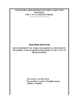 Development of pair and group activities in teaching and learning english at chu van an high school  
