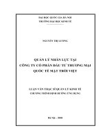 Quản lý nhân lực tại công ty cổ phần đầu tư thương mại quốc tế mặt trời việt.