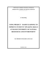 USING PROJECT-BASED LEARNING TO IMPROVE STUDENTS’ SPEAKING SKILLS AT HANOI UNIVERSITY OF NATURAL RESOURCES AND ENVIRONMENT