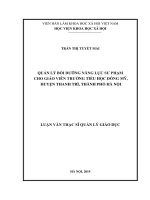 QUẢN LÝ BỒI DƯỠNG NĂNG LỰC SƯ PHẠM CHO GIÁO VIÊN TRƯỜNG TIỂU HỌC ĐÔNG MỸ, HUYỆN THANH TRÌ, THÀNH PHỐ HÀ NỘI