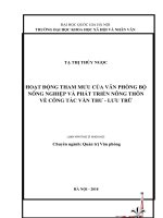Hoạt động tham mưu của Văn phòng Bộ Nông nghiệp và Phát triển nông thôn về công tác văn thư  lưu trữ