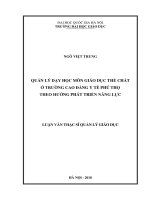 Quản lý dạy học môn giáo dục thể chất ở Trường Cao đẳng Y tế Phú Thọ theo hướng phát triển năng lực
